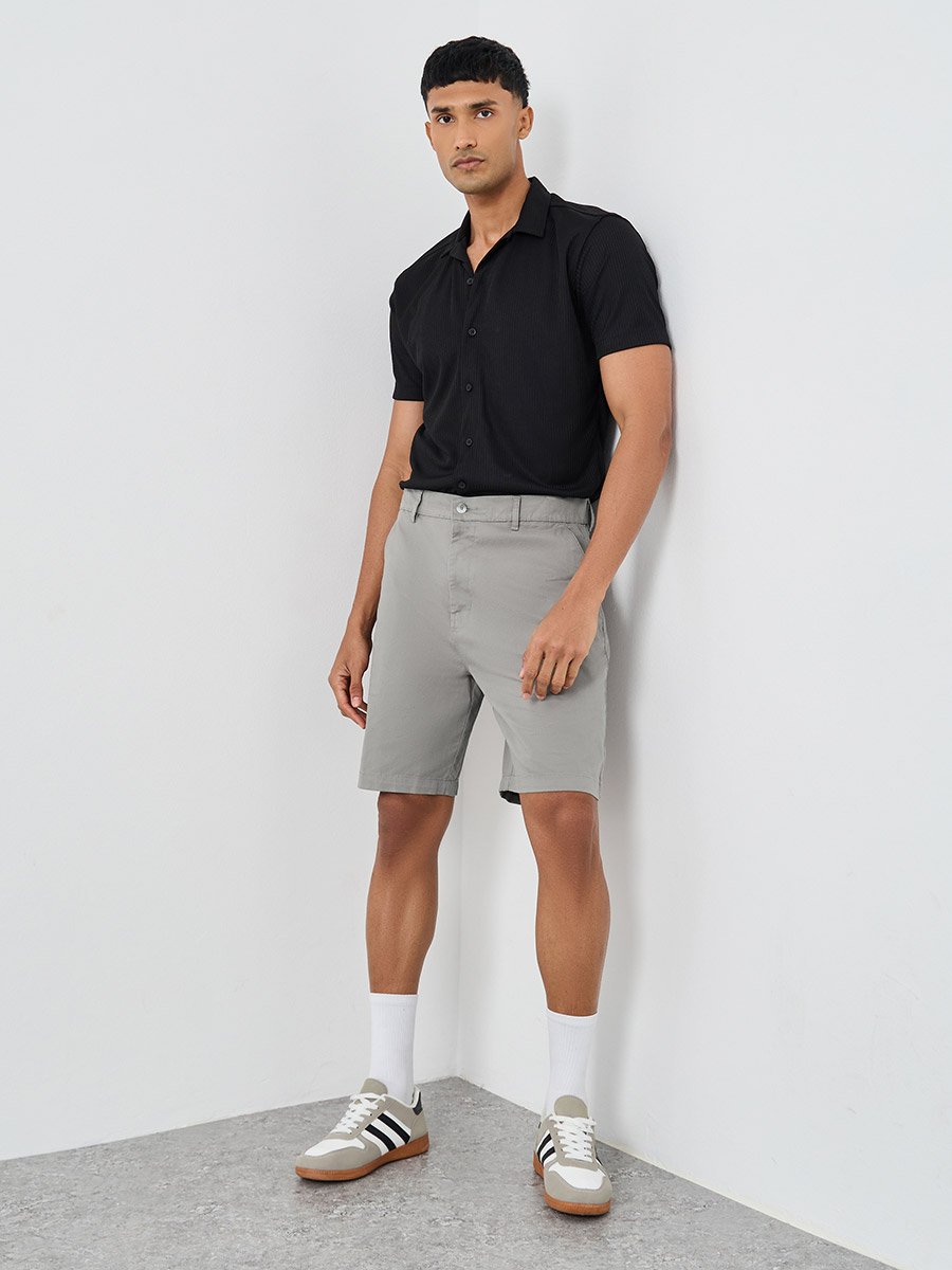 Men Grey Regular Twill Chino Shorts