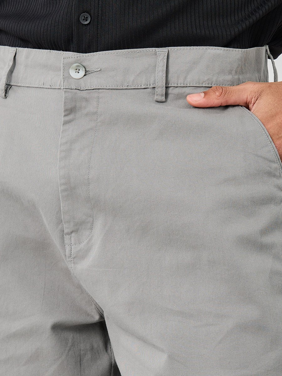 Men Grey Regular Twill Chino Shorts