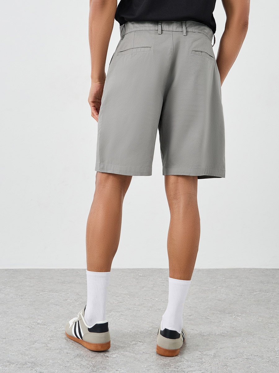 Men Grey Regular Twill Chino Shorts