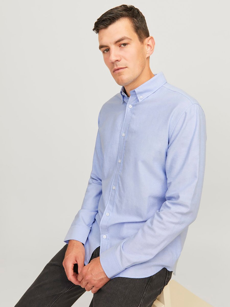 Solid Collar Long Sleeve Shirt