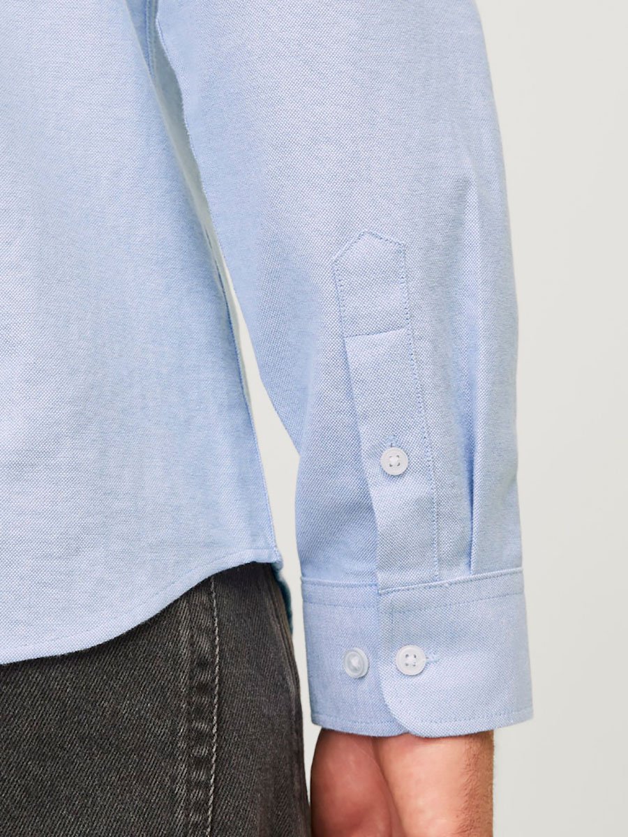 Solid Collar Long Sleeve Shirt