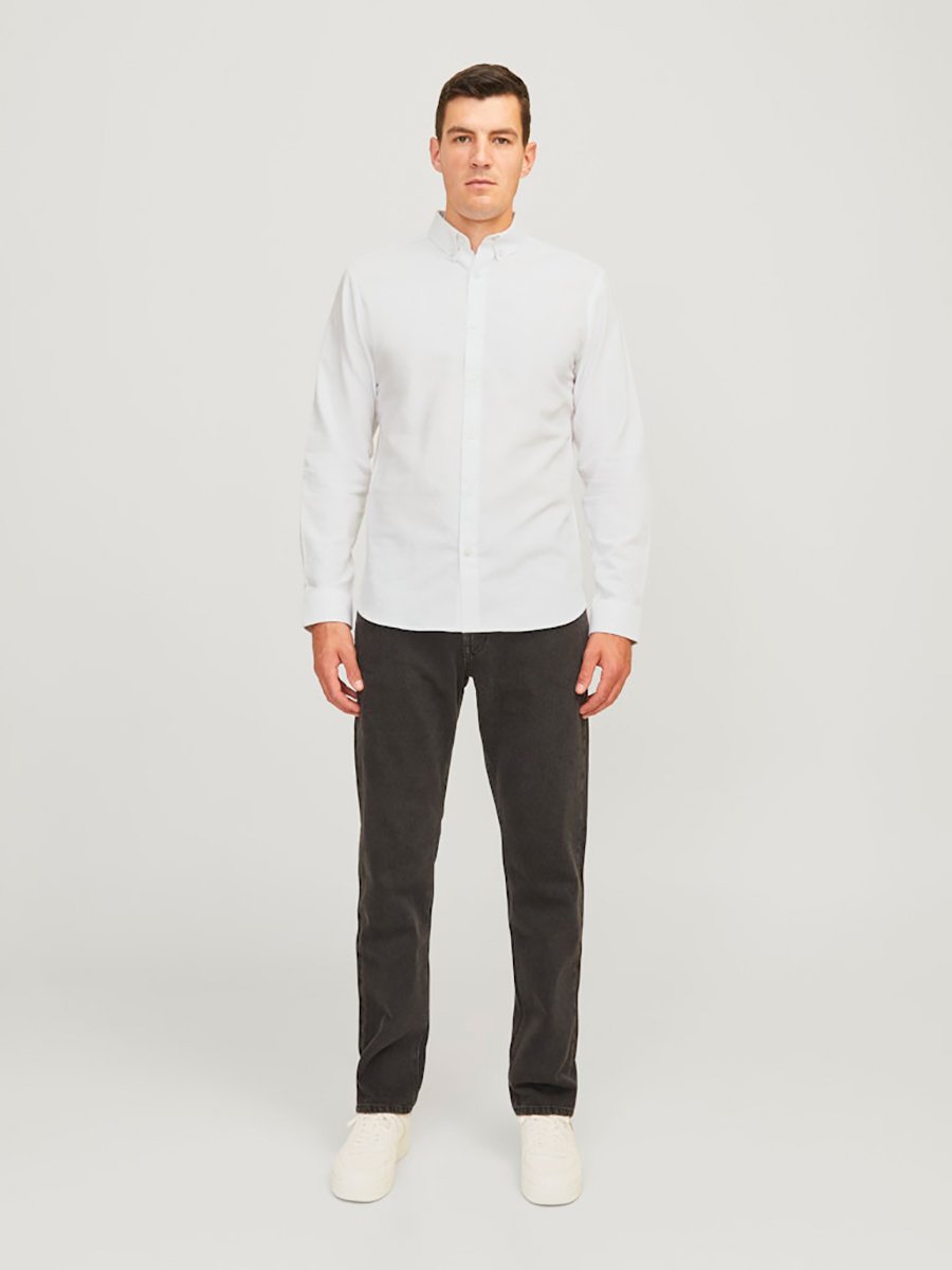 Solid Built-Up Collar Long Sleeve Shirt