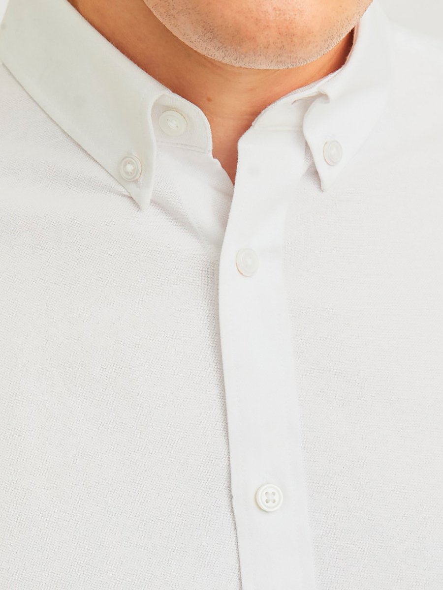 Solid Built-Up Collar Long Sleeve Shirt