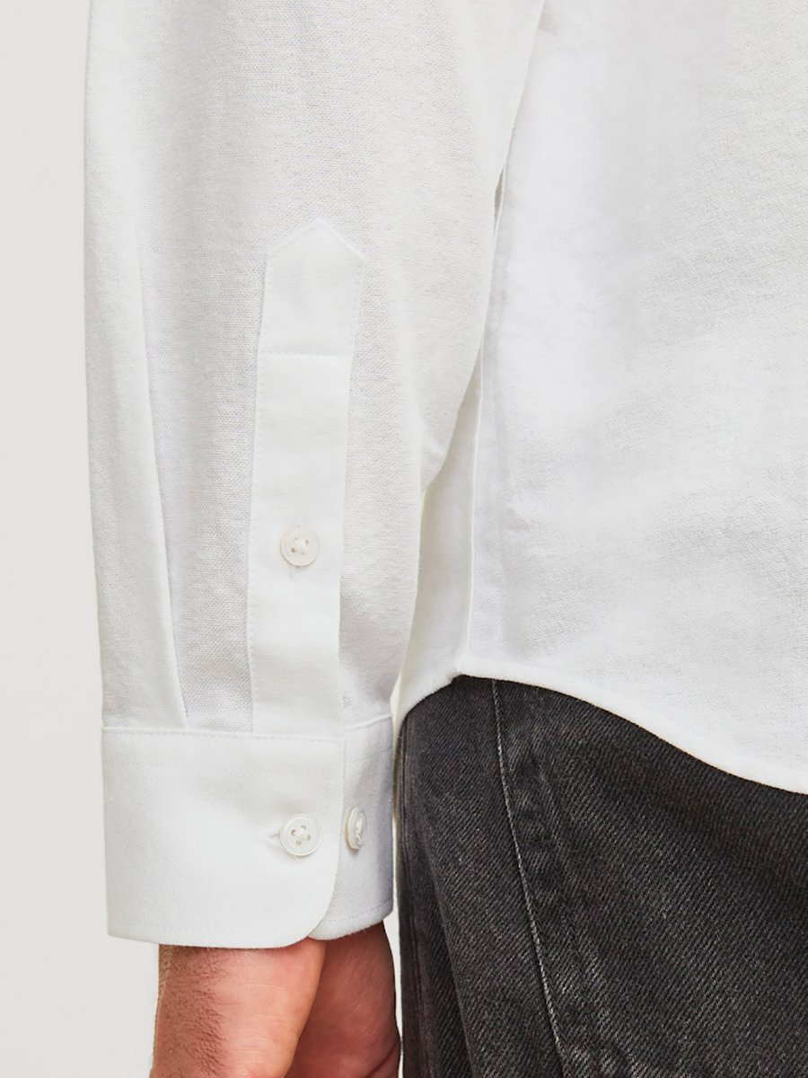 Solid Built-Up Collar Long Sleeve Shirt