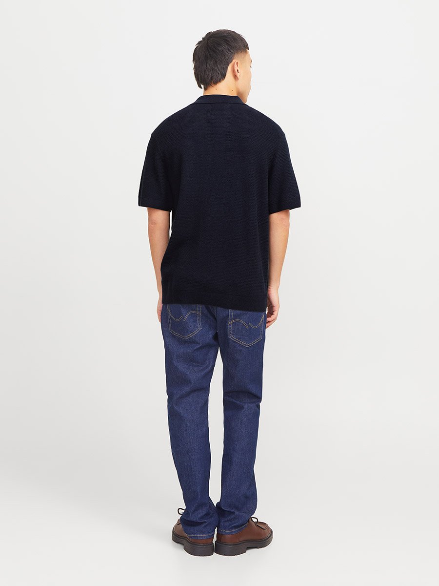 Textured Knit Short Sleeves Polo T-Shirt