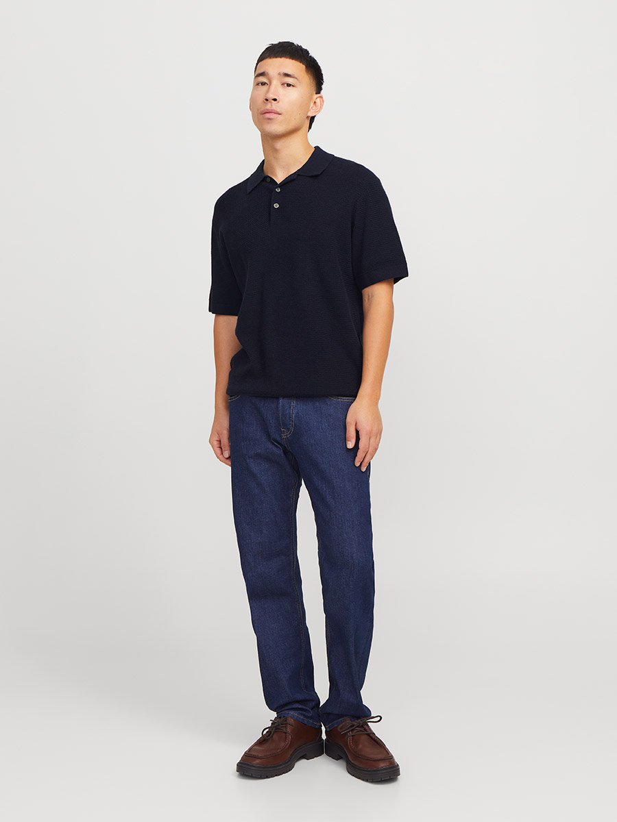 Textured Knit Short Sleeves Polo T-Shirt