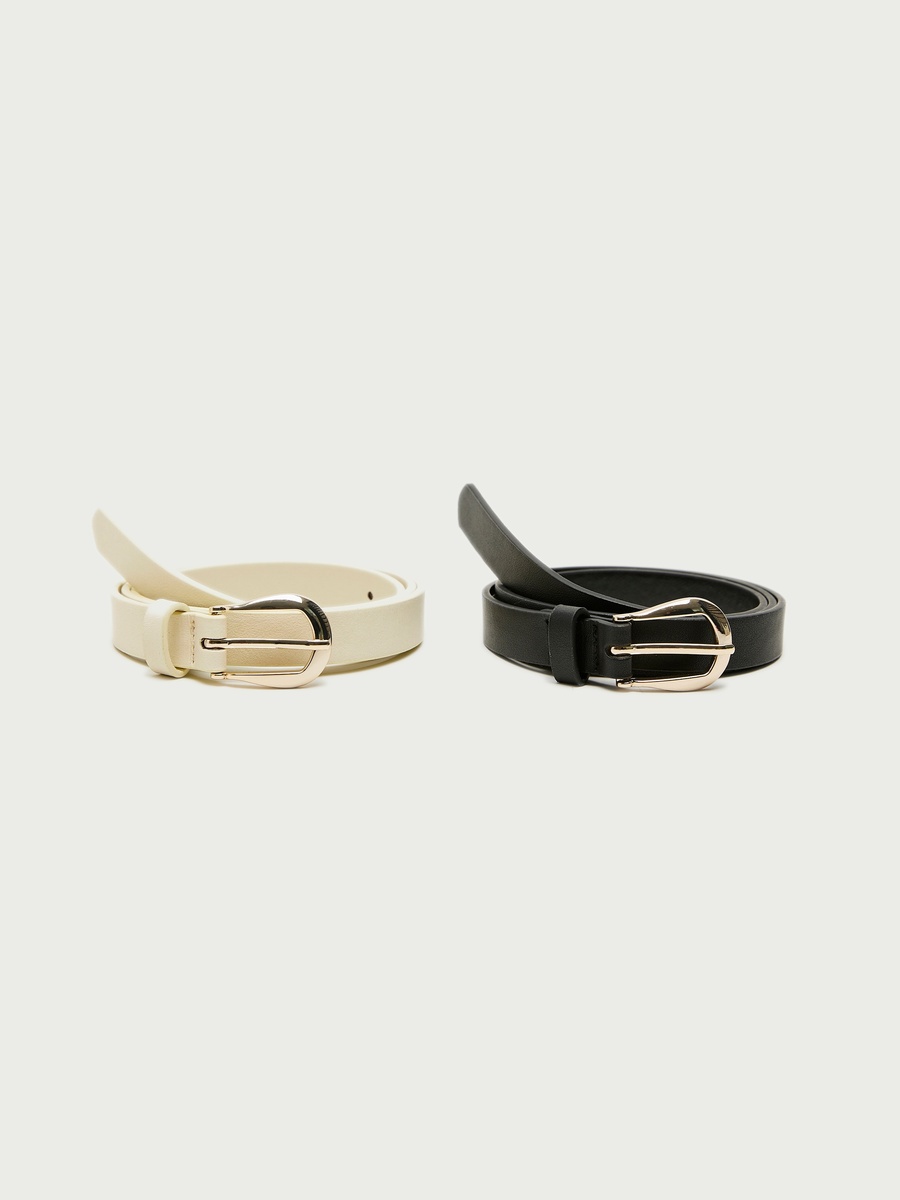 Set of 2 - Leather Belt with Pin Buckle Closure