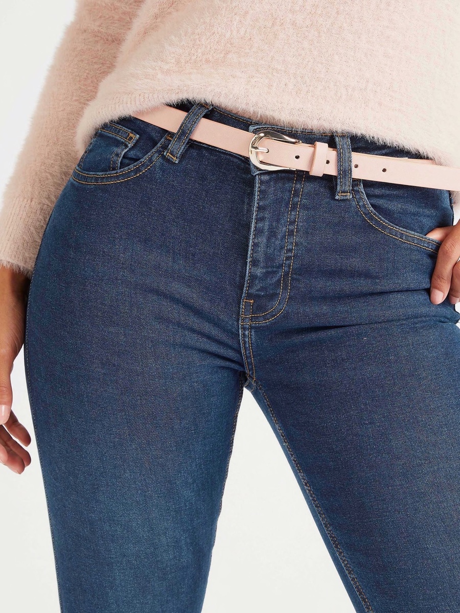 Set of 2 - Textured Leather Belt with Pin Buckle Closure