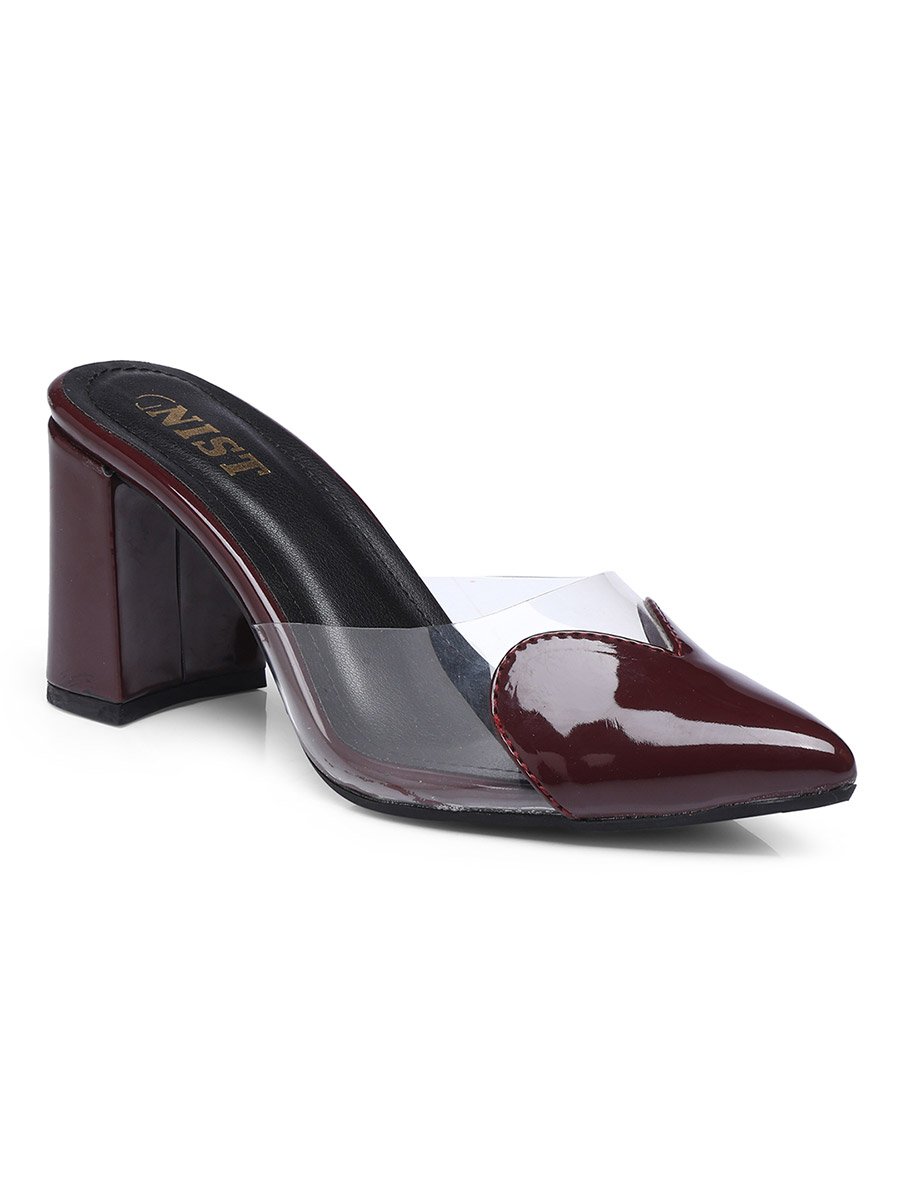 Plain Pointed Toe Block Heel Mules