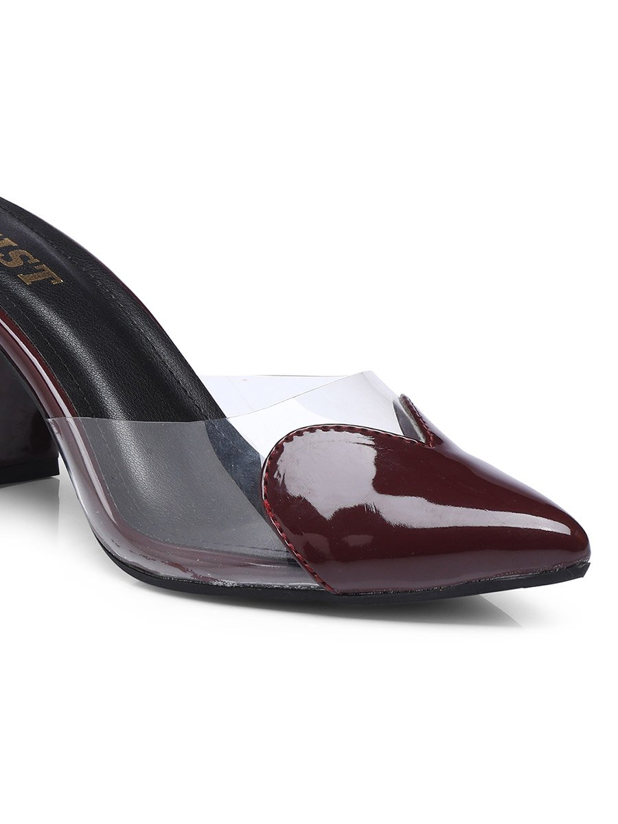 Plain Pointed Toe Block Heel Mules