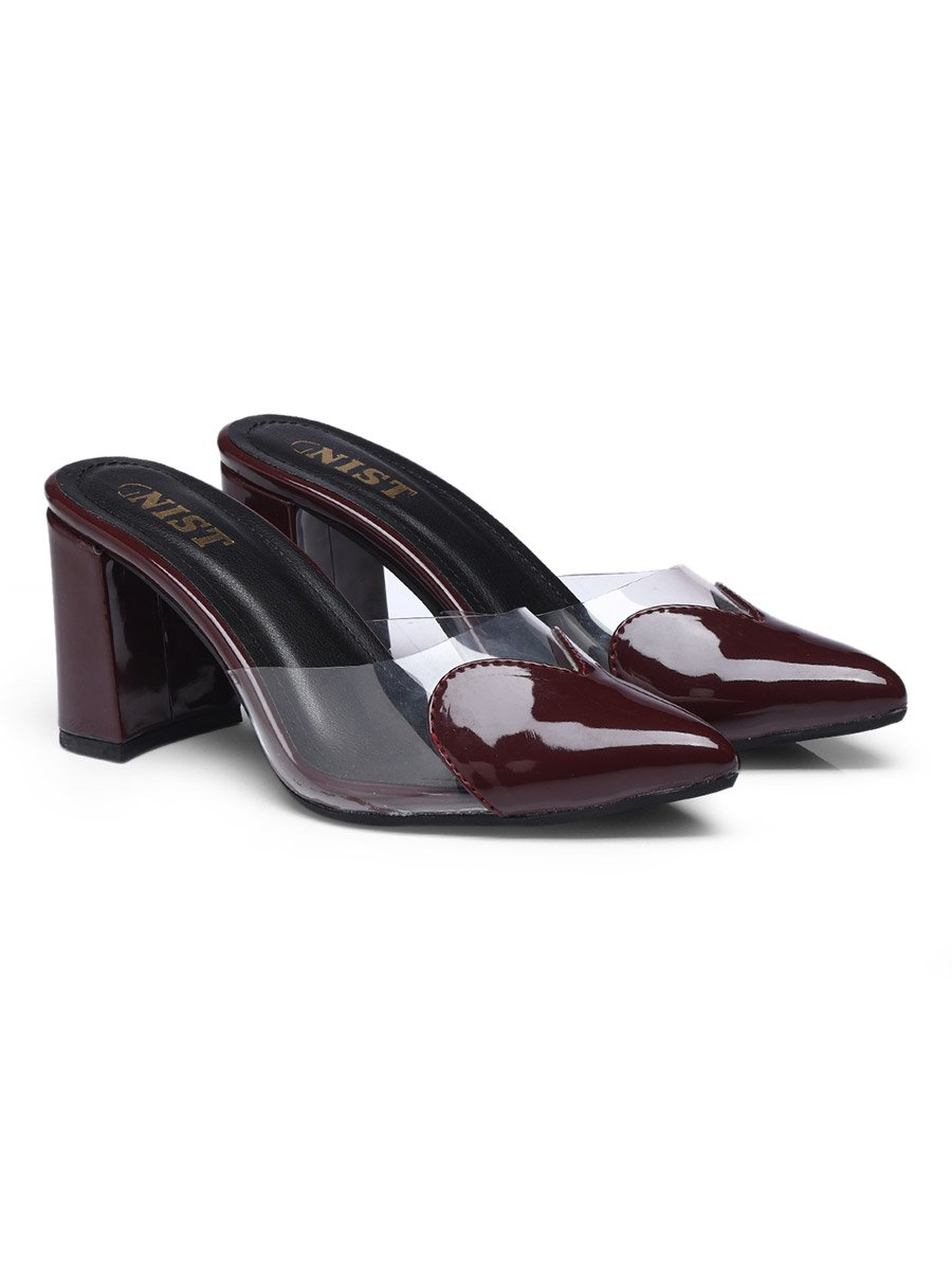 Plain Pointed Toe Block Heel Mules