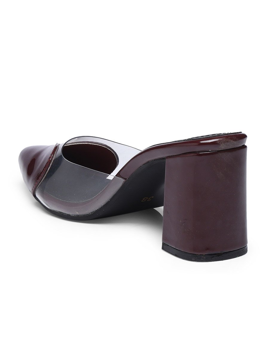 Plain Pointed Toe Block Heel Mules