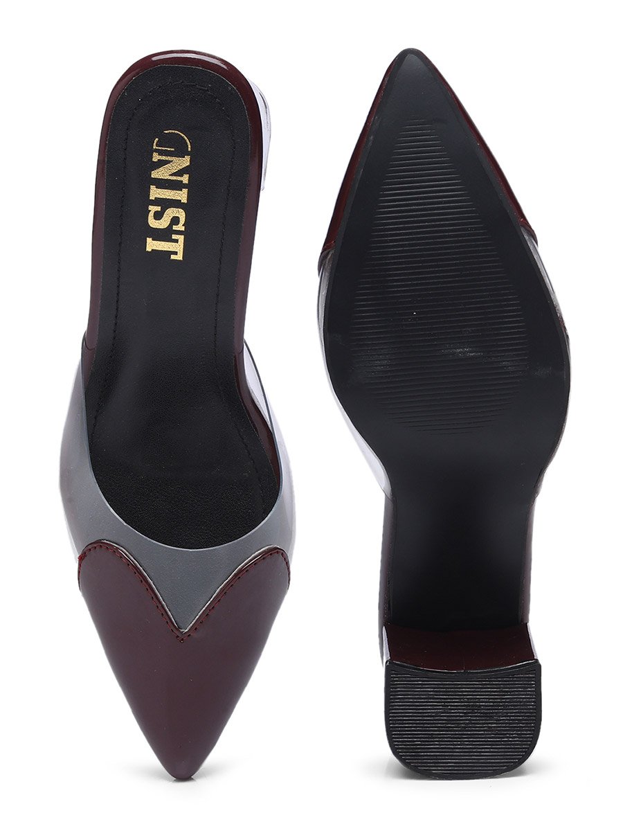 Plain Pointed Toe Block Heel Mules