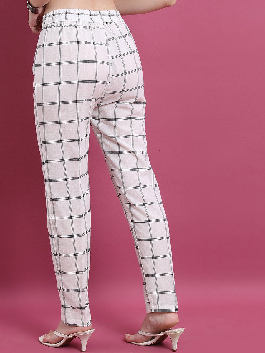 Women Multi-Colored Checked Stright Pant