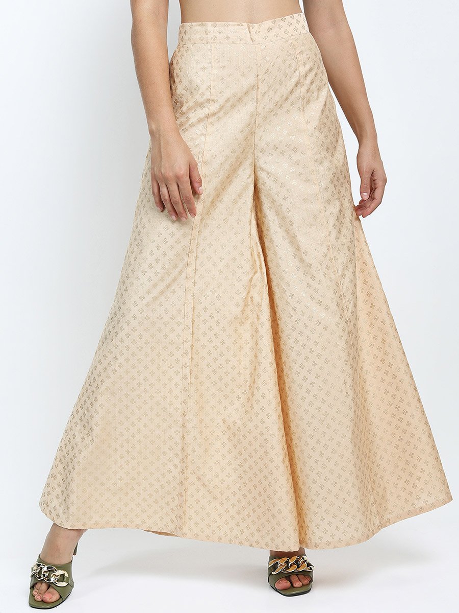 Women Zari Printed Party Wear Palazzo Pants