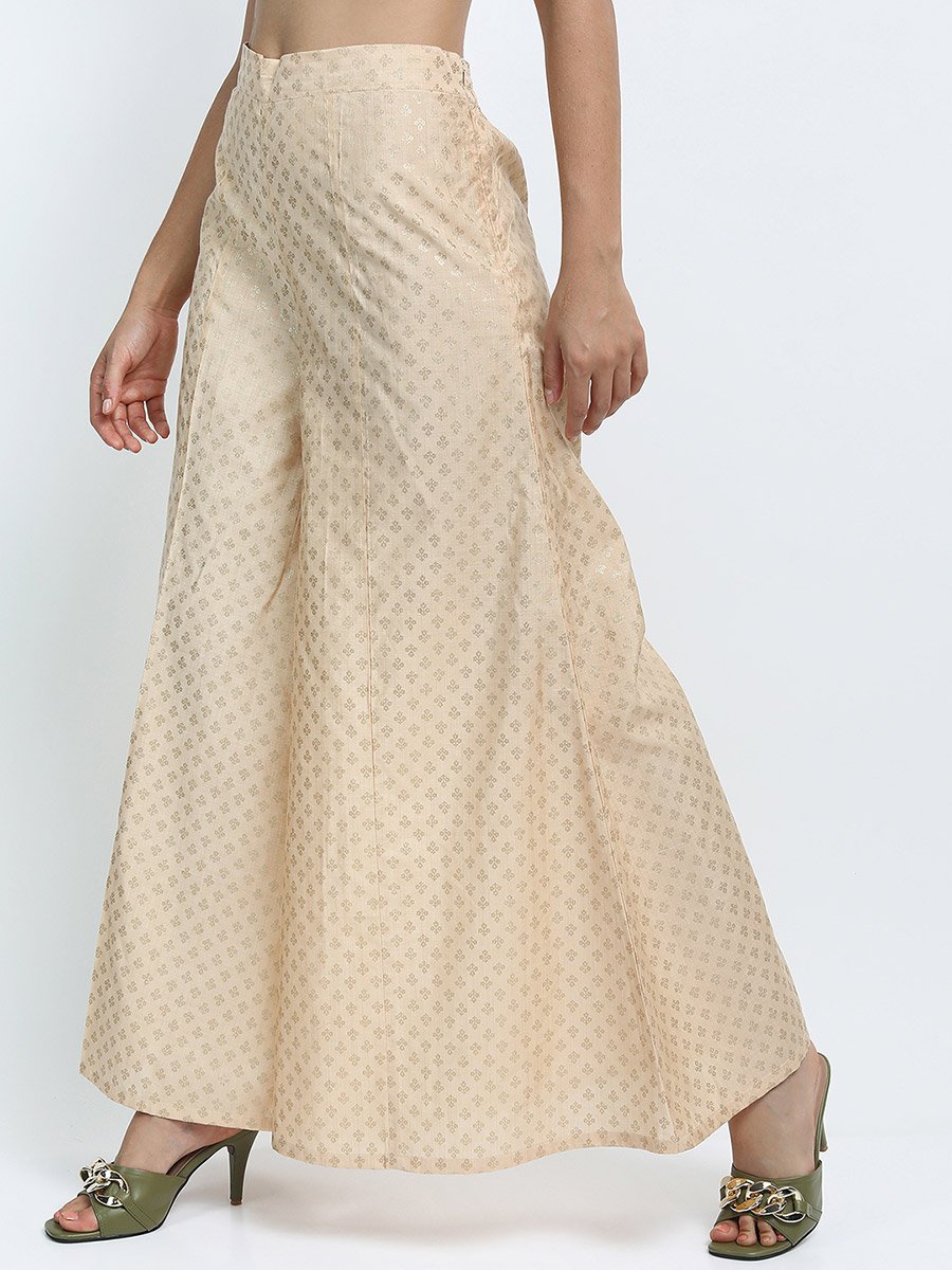 Women Zari Printed Party Wear Palazzo Pants