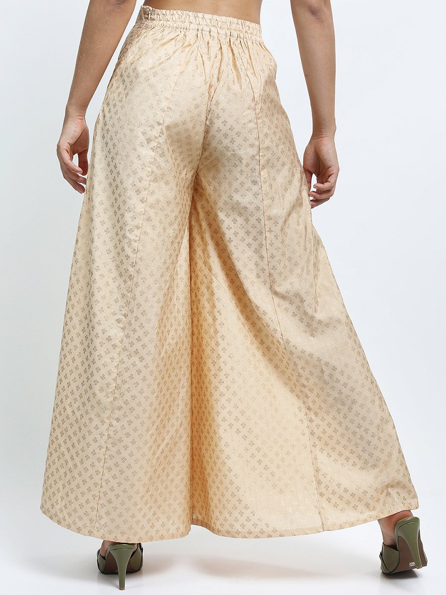 Women Zari Printed Party Wear Palazzo Pants