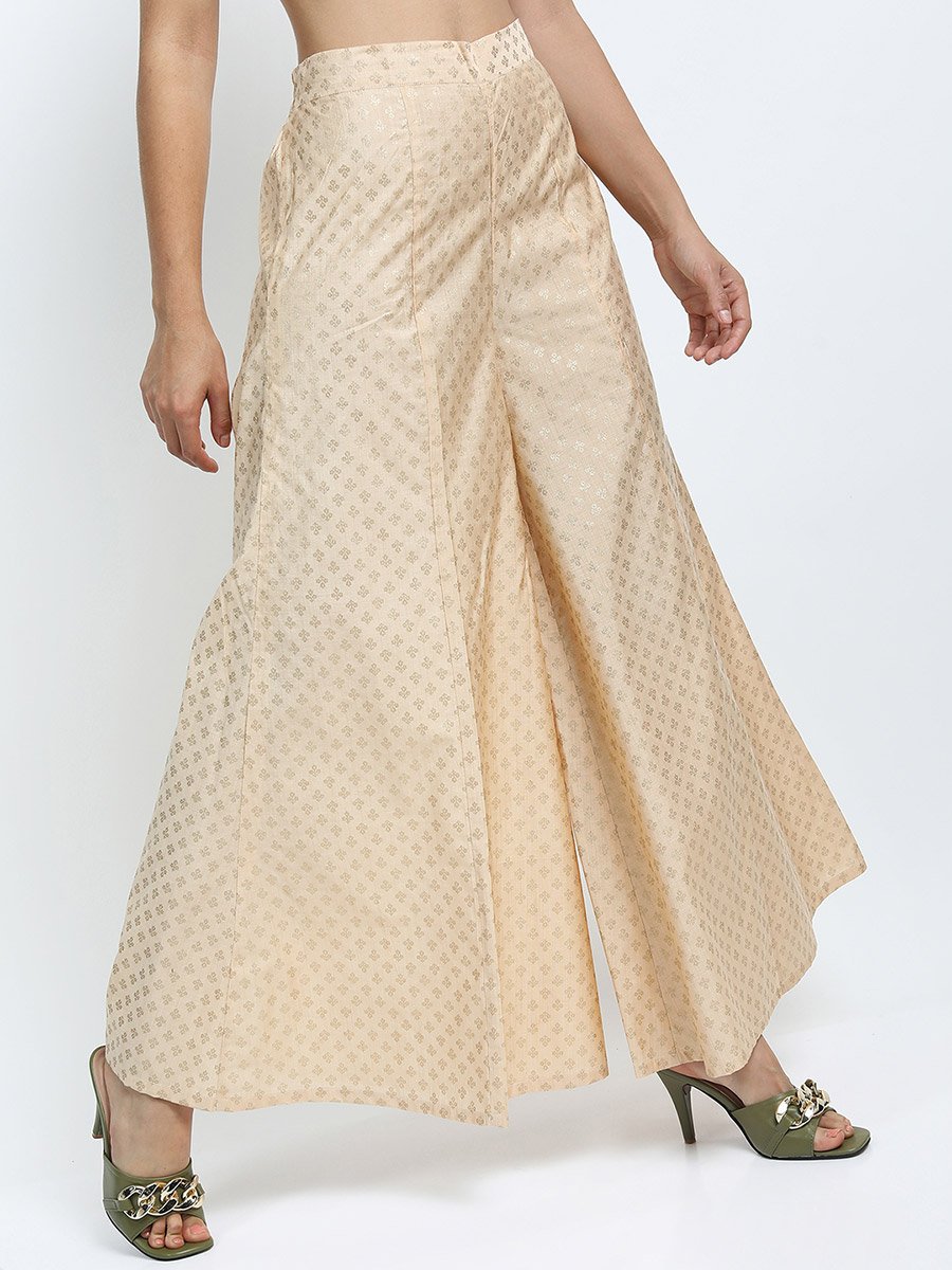 Women Zari Printed Party Wear Palazzo Pants