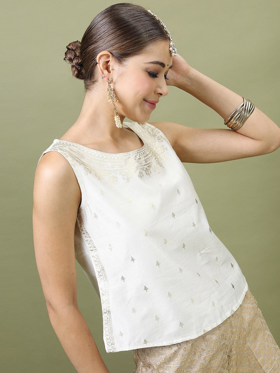 Vishudh Women Ethnic Motifs Printed Round Neck Top