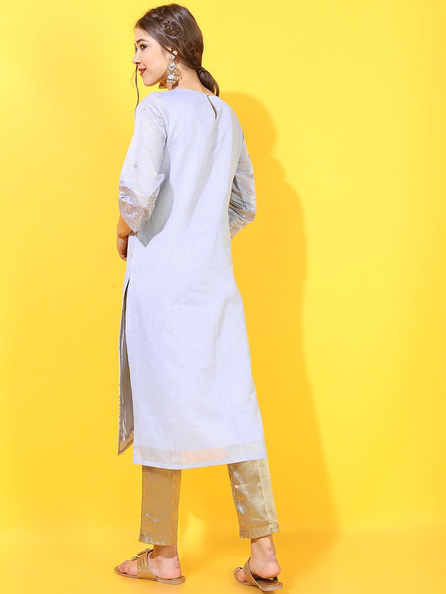 Women Blue Ethnic Motifs Printed Kurta
