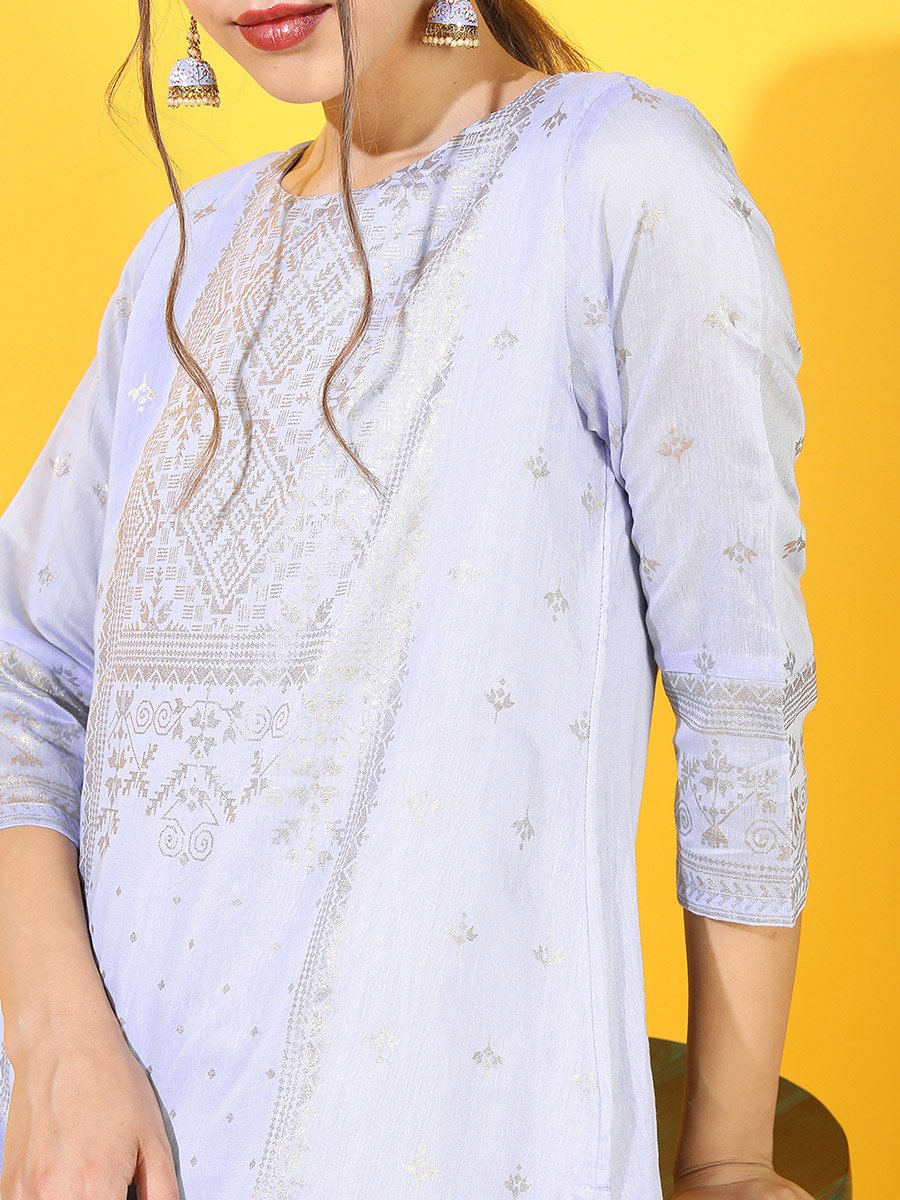 Women Blue Ethnic Motifs Printed Kurta
