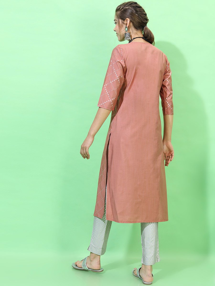 Women Orange Viscose Rayon Kurta