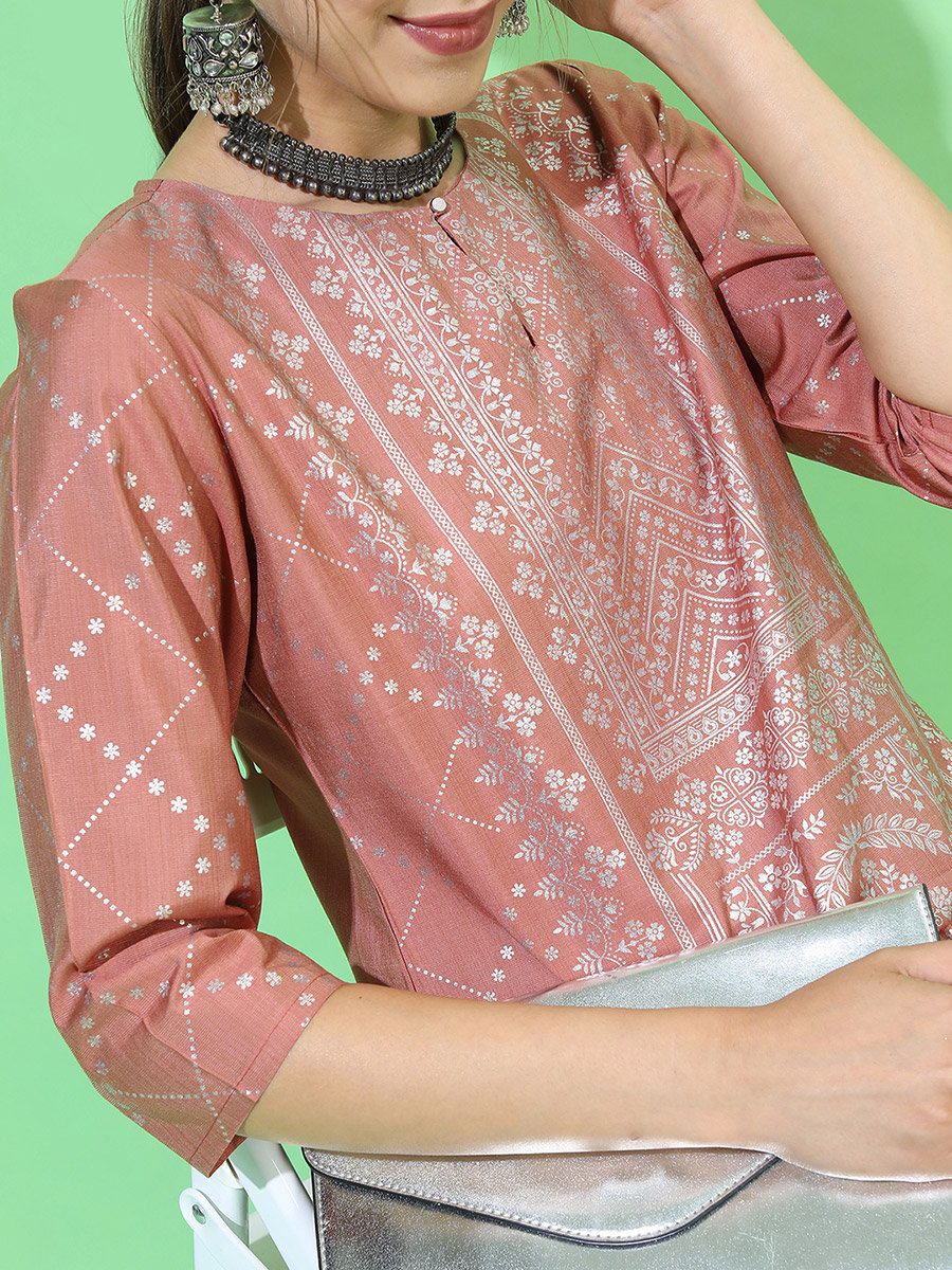 Women Orange Viscose Rayon Kurta