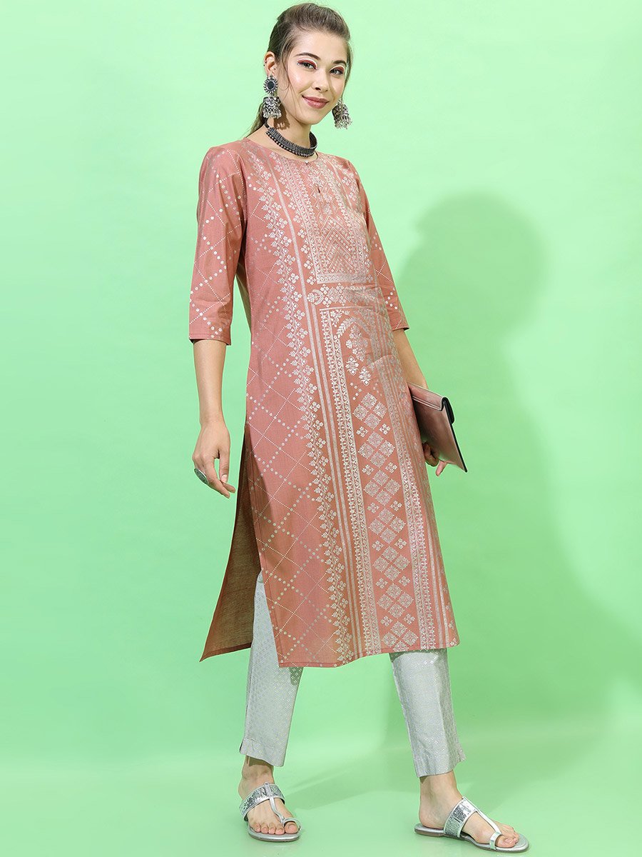 Women Orange Viscose Rayon Kurta