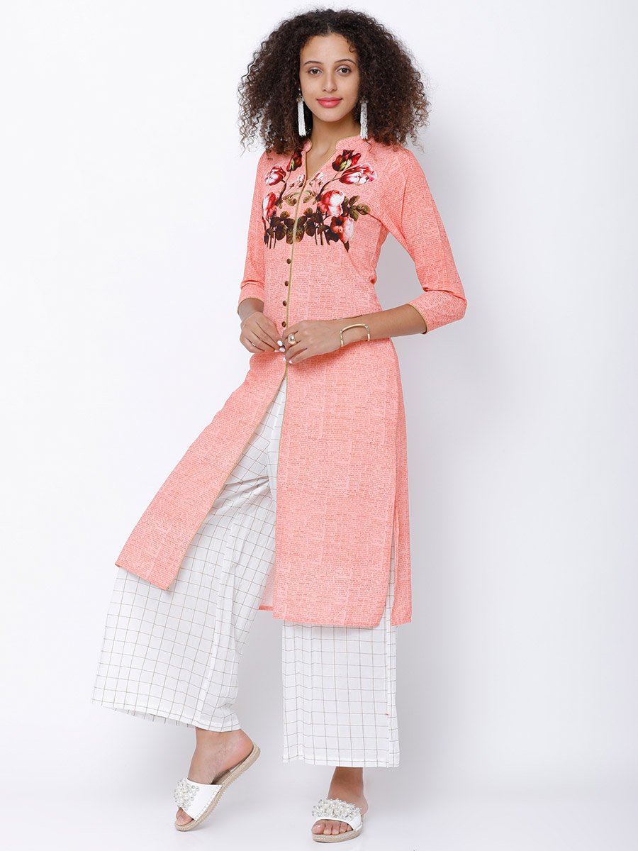 كورتا مستقيمة مطبعة مع أزرار