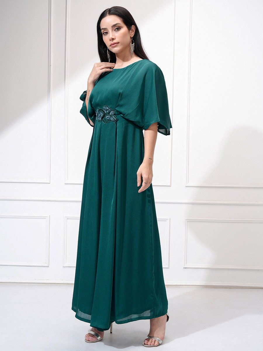 Women Teal Plain Romper Jumpsuit