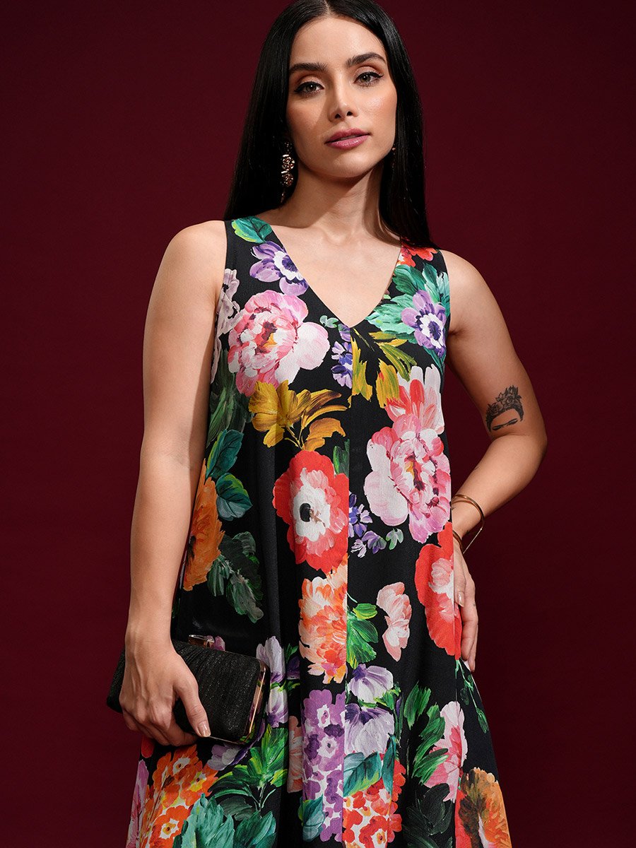 Floral Printed Sleeveless Tunic and Pants Co-Ords