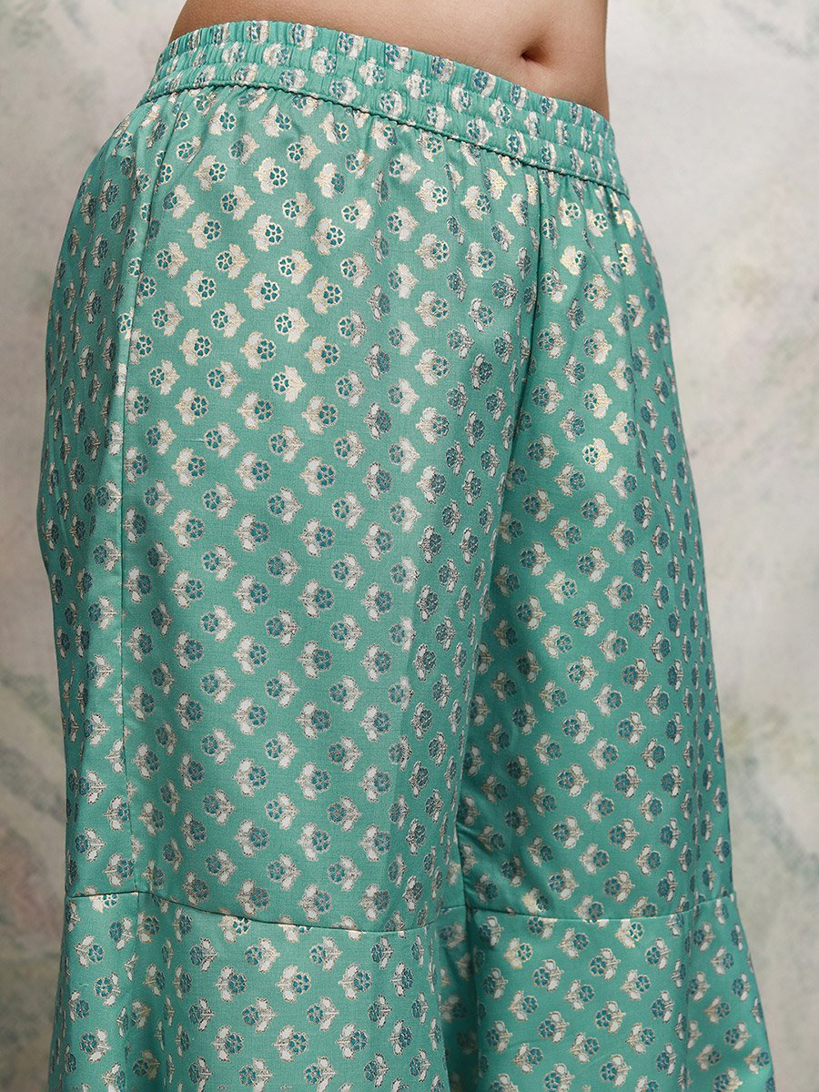 Blue Printed Keyhole Neck Sharara 