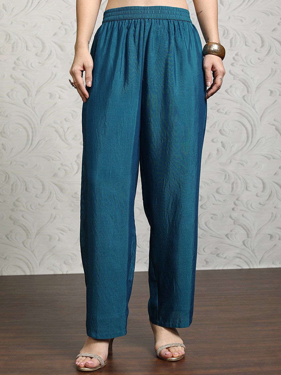 Women Blue Printed Viscose Kurta Set with Dupatta 