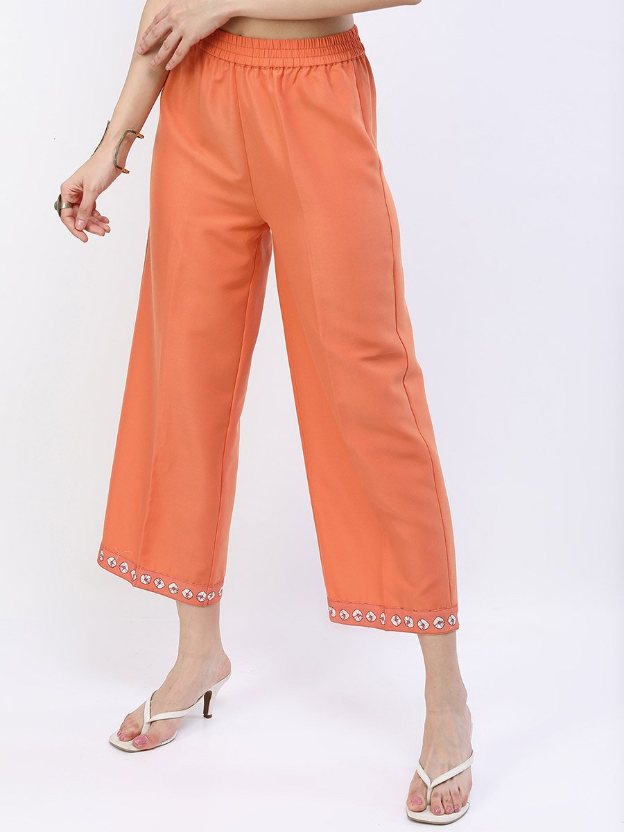 Women Orange Printed Kurta and Trouser Set