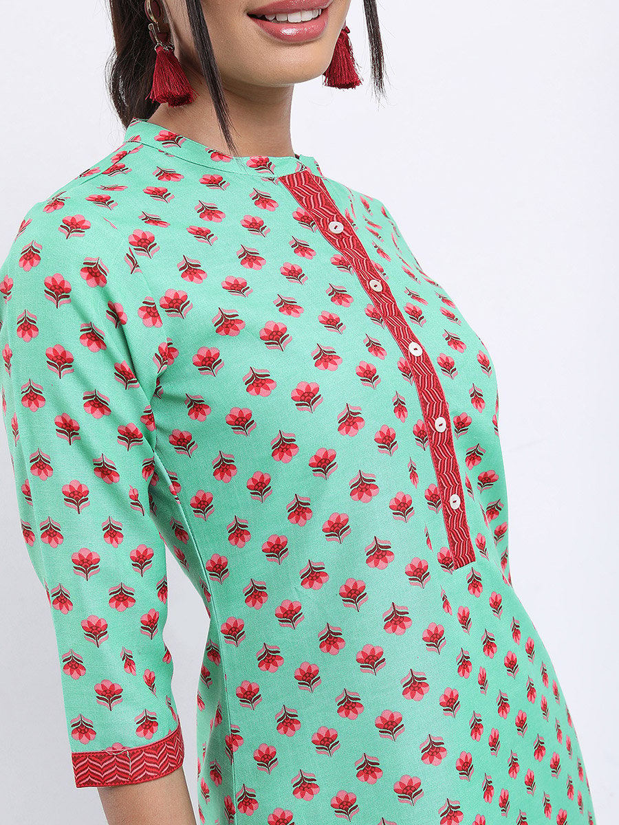 Women Green Printed Kurta and Trouser Set 