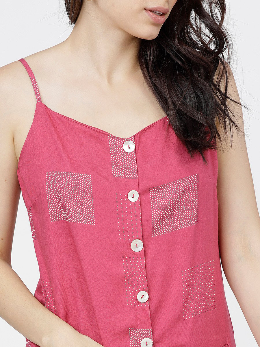 Women Pink Printed Kurta with Palazzos 