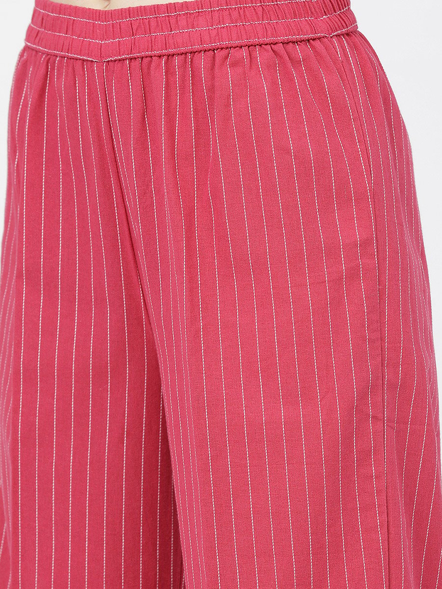 Women Pink Printed Kurta with Palazzos 