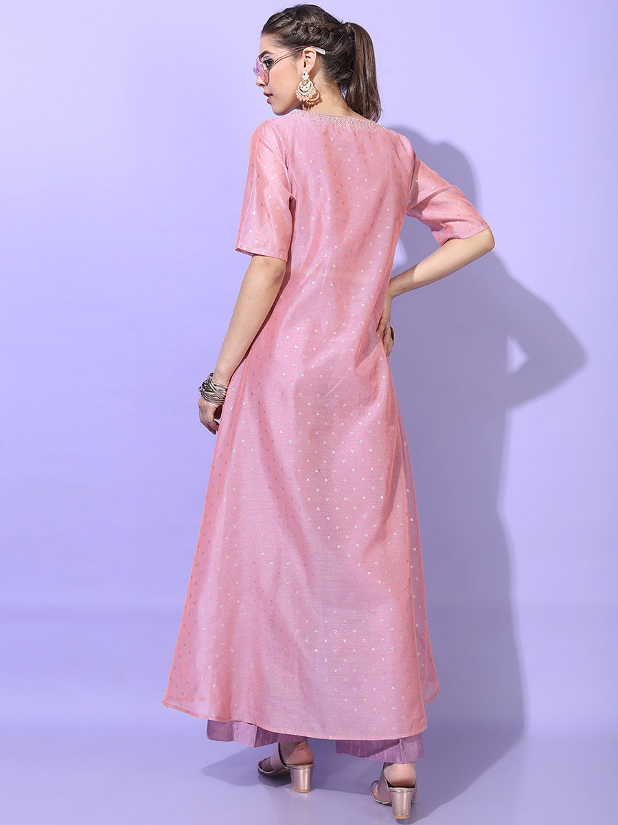 Women Pink Printed Kurta with Trouser