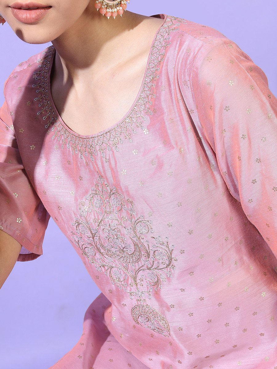 Women Pink Printed Kurta with Trouser