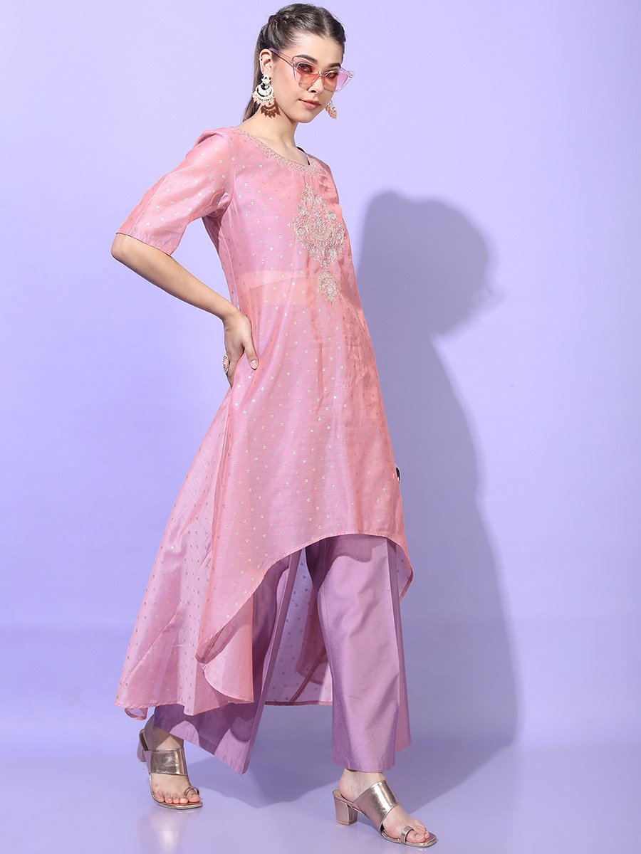 Women Pink Printed Kurta with Trouser