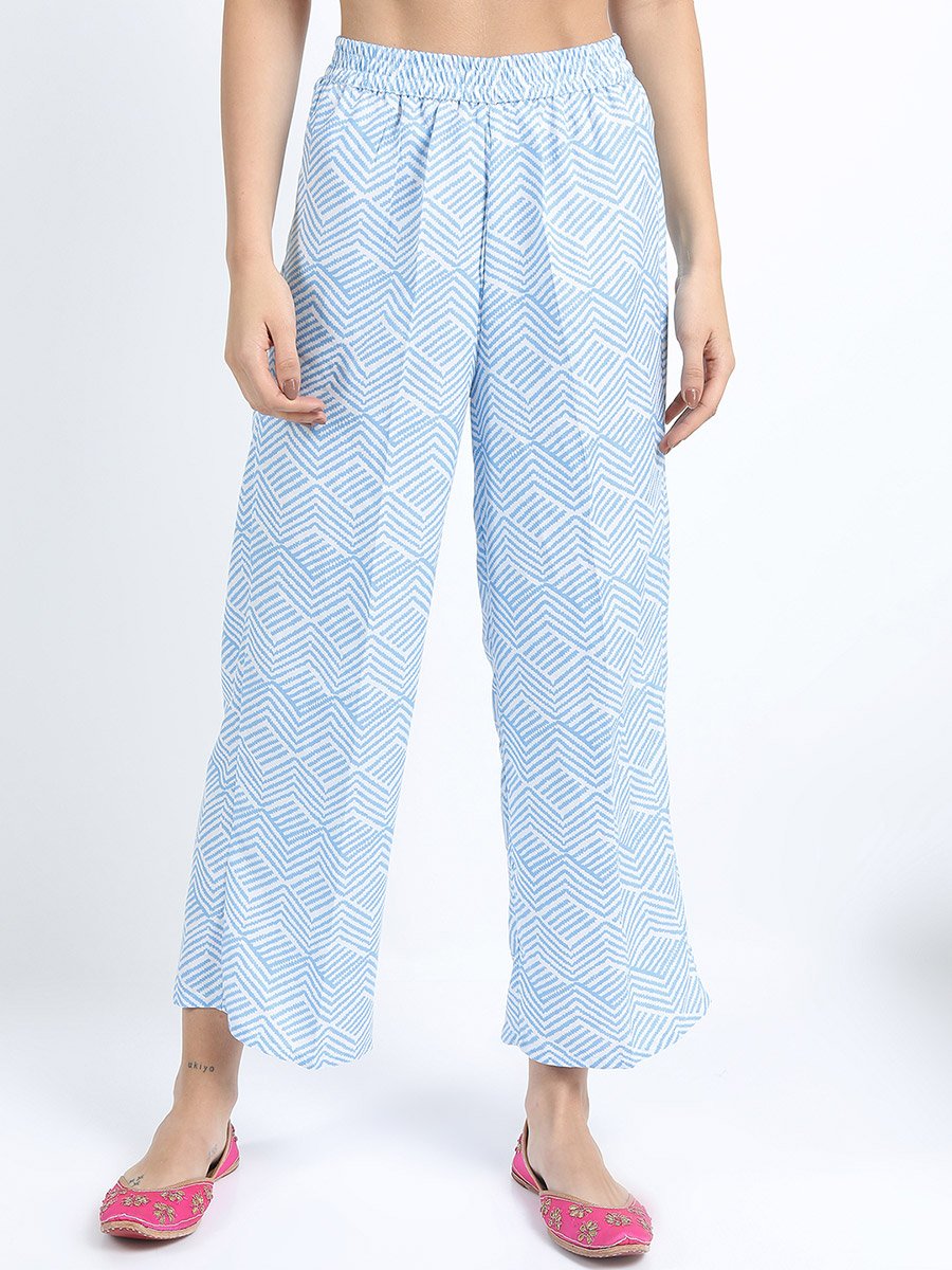 Women Blue Printed Kurta Set with Dupatta