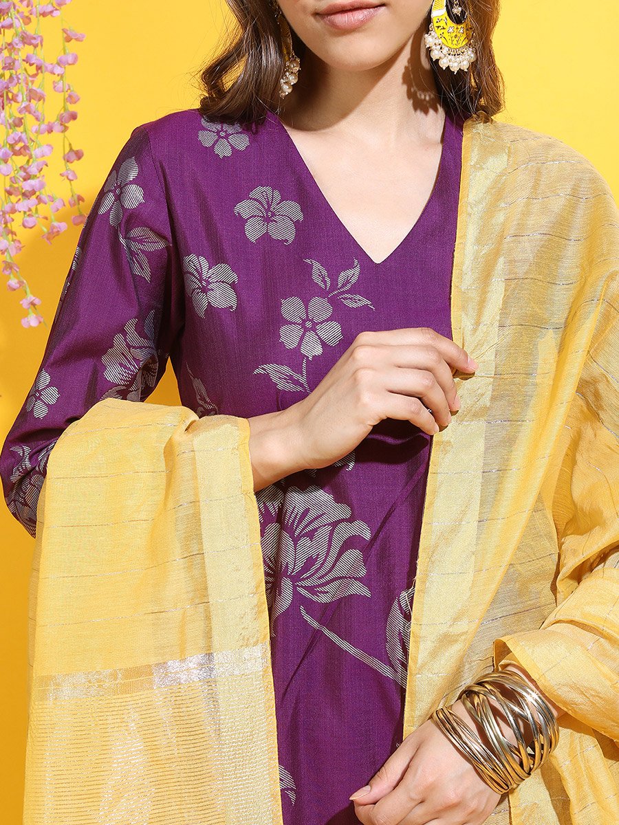 Vishudh Women Floral Kurta with Trouser and Dupatta