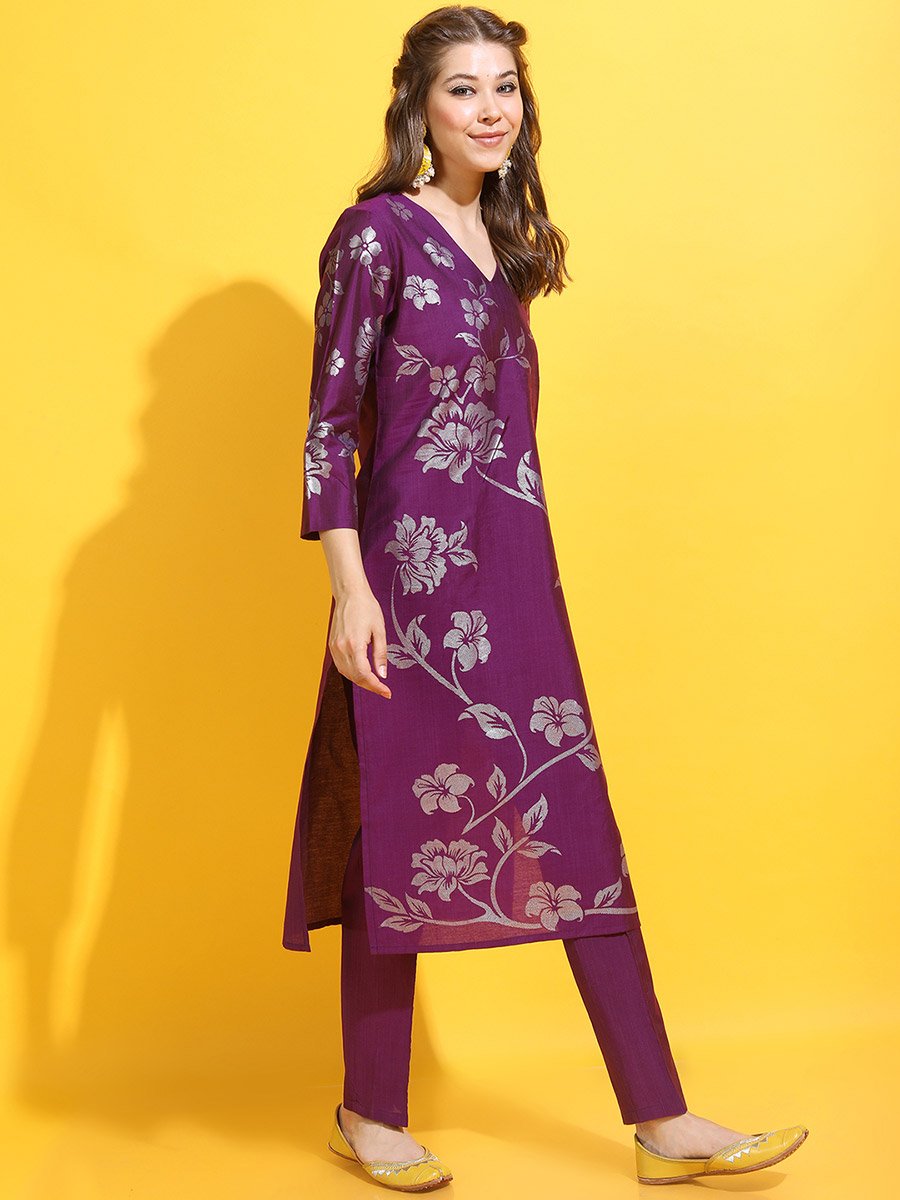 Vishudh Women Floral Kurta with Trouser and Dupatta