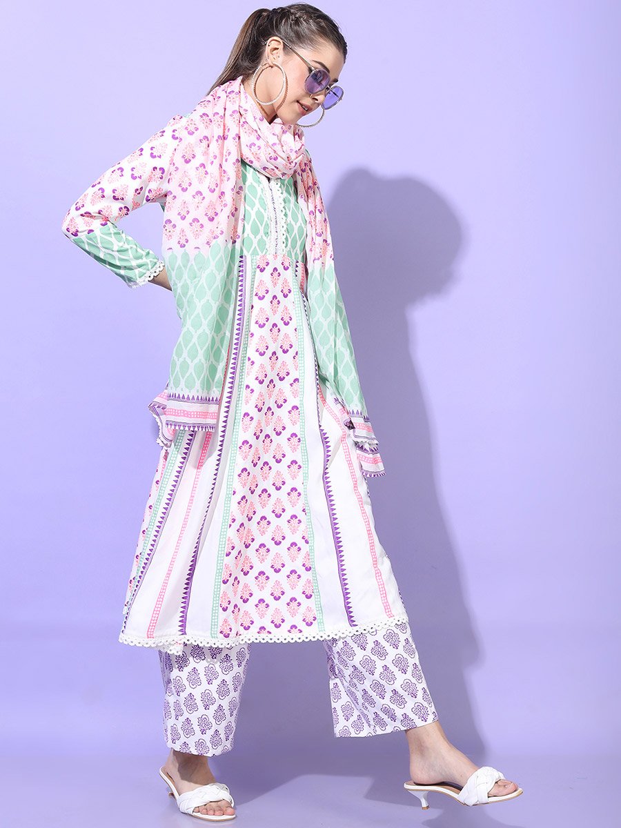 Women Multicolor Printed Viscose Rayon Kurta Set