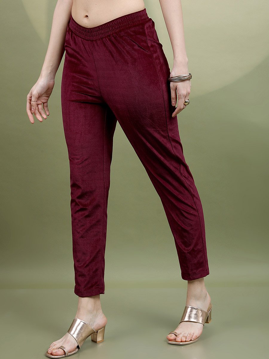 Red Embroidered Velvet Kurta Set with Dupatta