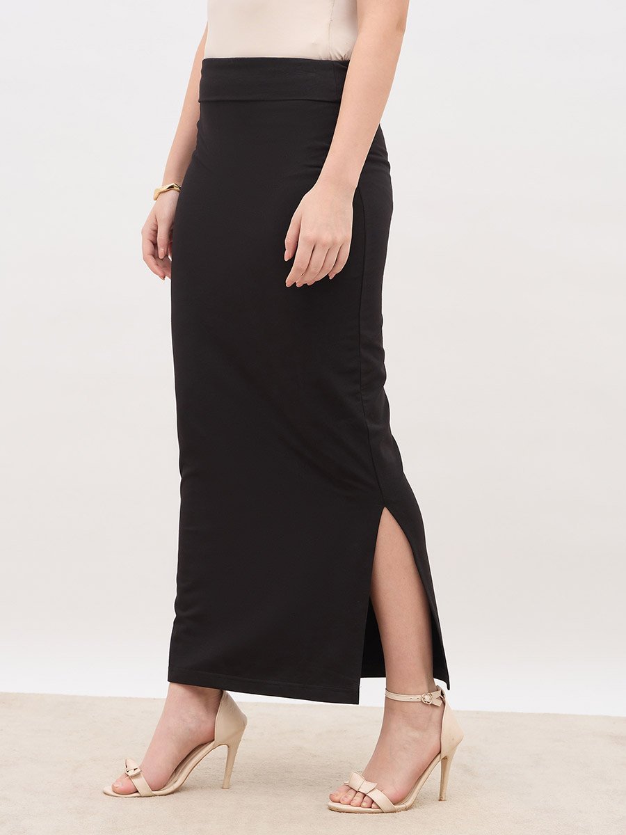 Plain Bodycon Skirt with Wide Waistband