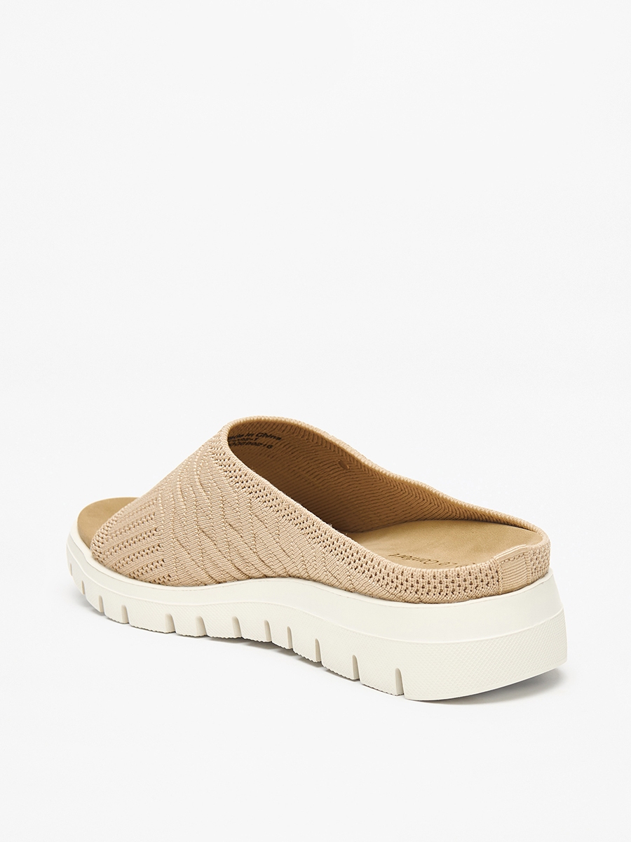 Textured Slip-On Sandals with Flatform Heels