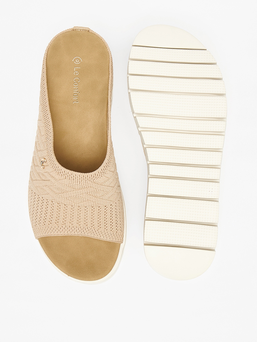 Textured Slip-On Sandals with Flatform Heels