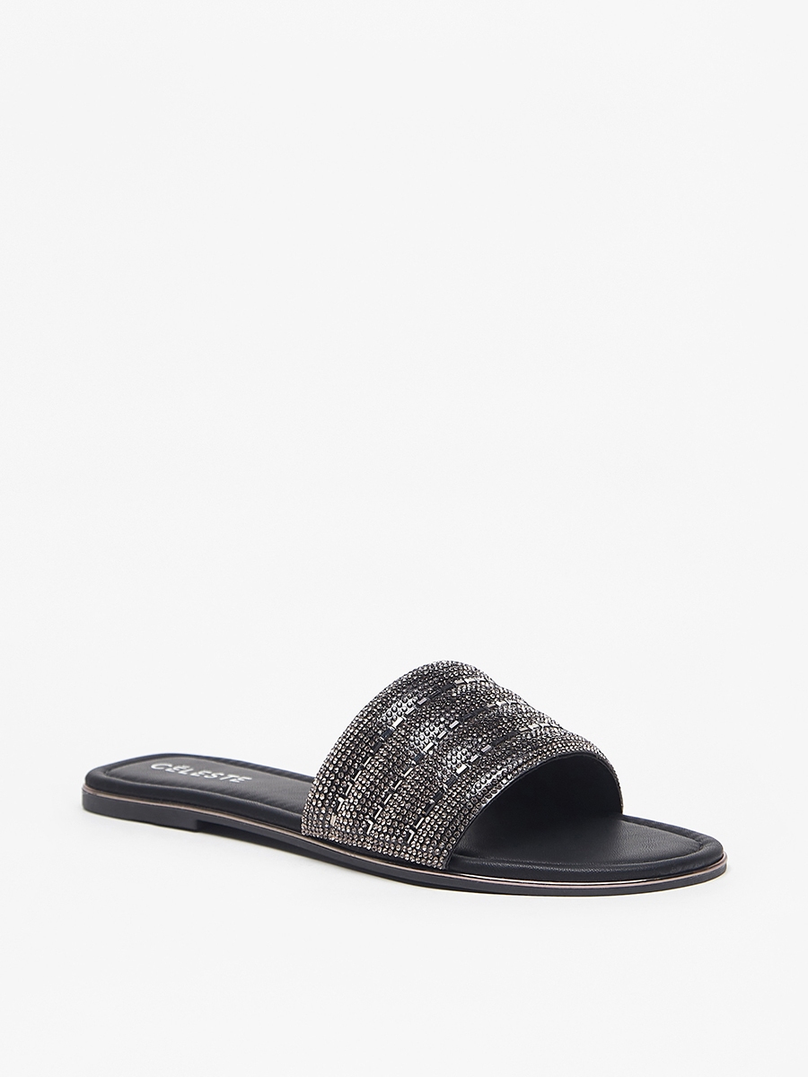 Embellished Slip-On Slide Sandals