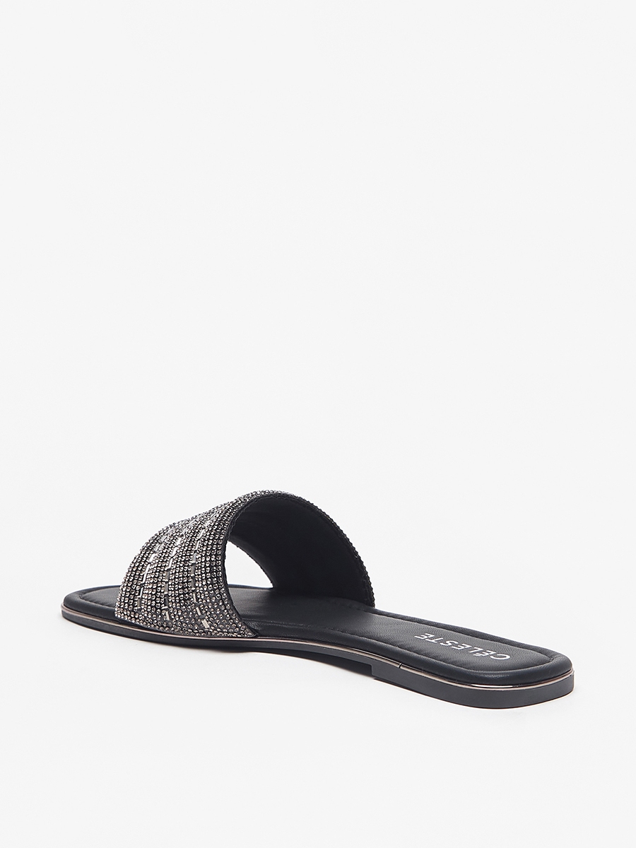 Embellished Slip-On Slide Sandals